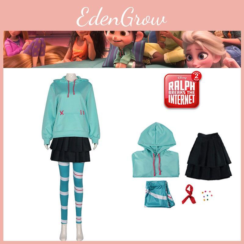 The Internet Breaks Vanellope Von Schweetz Cosplay Costume Set Halloween