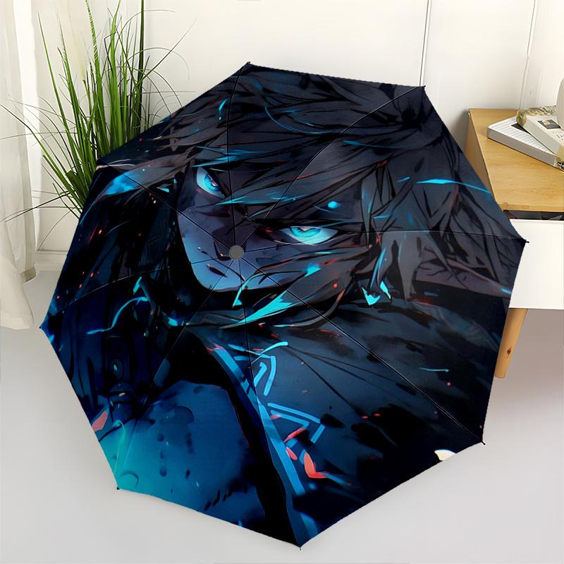 1pc Blue Eyed Warrior Automatic Opening and Closing Folding - A Good Choice for Gifts, Fashionable and Convenient Umbrella With Cute Cartoon Char