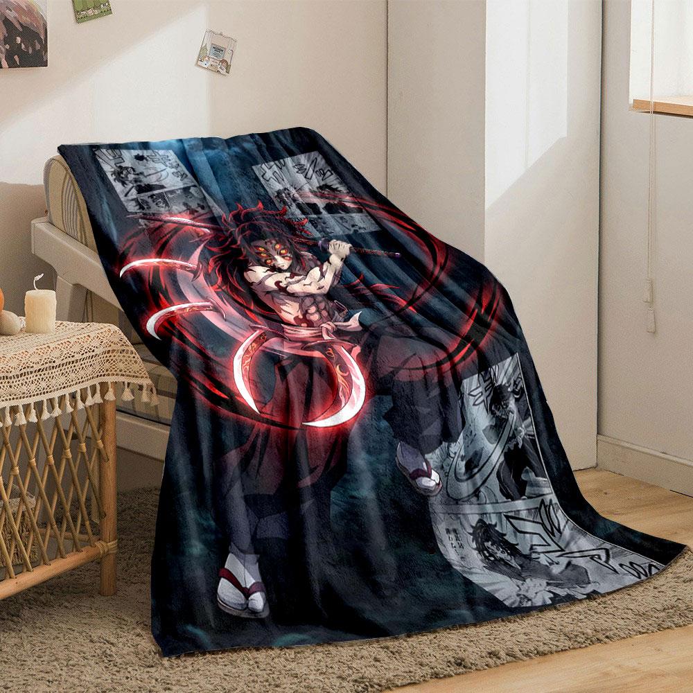 A Fierce Character with Multiple Eyes Wields Glowing Blades In a Dark Forest. for All Seasons Blanket Lunch Break Throw Gift