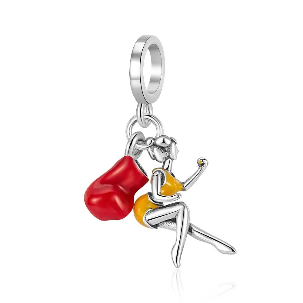 New Sports Series Football Boxing Gloves Charm Beads DIY Women Jewelry Gift Original Pan Bracelets Pendant