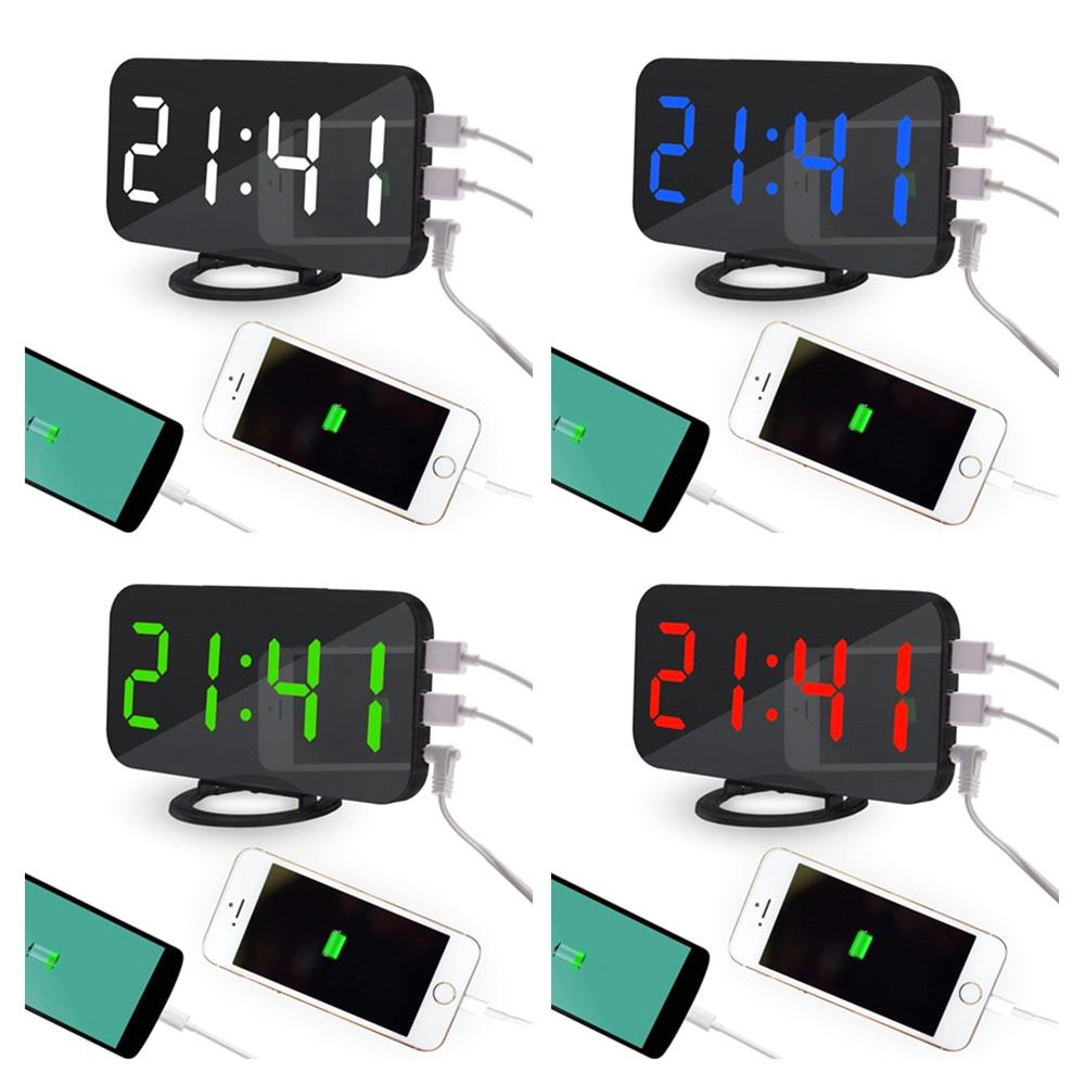 LED Digitální Budík Stolní Hodiny Nastavitelný Jas Pro Domov Kancelář Hotel Světelný Senzor USB Moderní Digitální Hodiny