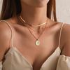 Vintage Bohemia Coin Letter Layered Chain Necklace For Women Shell Pearl Moon Long Choker Collar Pendant Butterfly Necklace