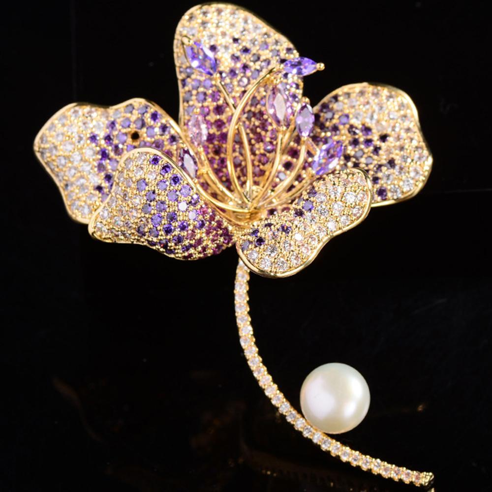 

Модная хрустальная брошь-булавка со стразами, броши из жемчуга, свадебные подарки на вечеринку фиолетовый