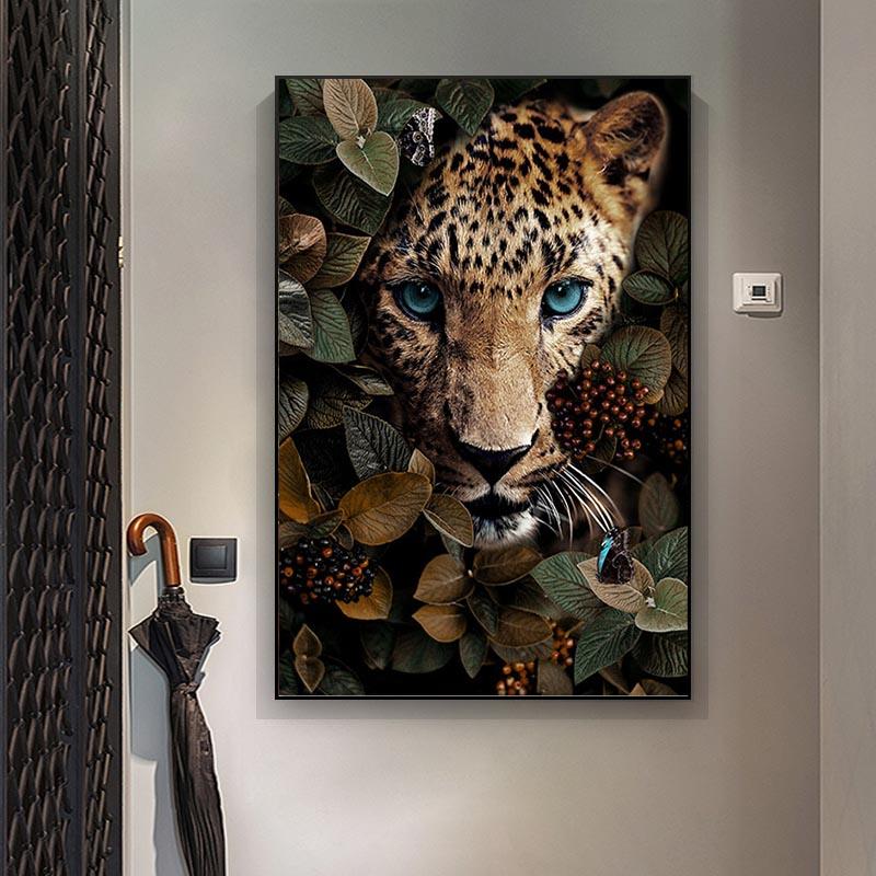 Flower Jungle Animal Lion Tiger Leopard Deer Abstract Wall Art Poster Grand Styel Canvas Painting Decoration Living Room Decor