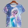 Frozen Elsa Princess 3D T-shirt Casual Boys and Girls Children's Cartoon Top 2026 Summer Edition
