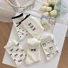 5 Pairs Women Bow Socks Spring Summer Autumn Winter Middle Tube Sock Thin Breathable Girls Cotton Socks Soft Comfortable Footwear