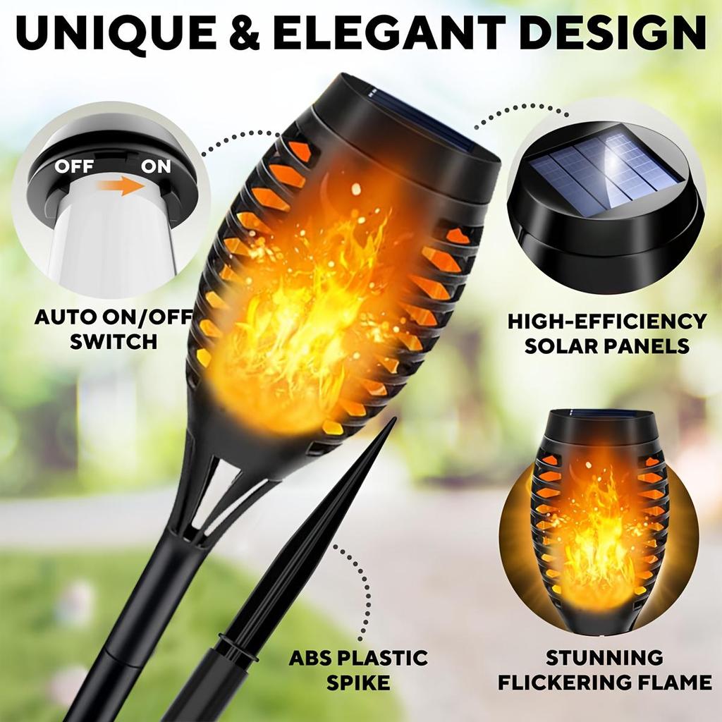 LED Solar Flame Light Outdoor,Waterproof 12LEDs Torches Landscape Lamp for Outdoor Courtyard Garden Yard,Halloween Decorations
