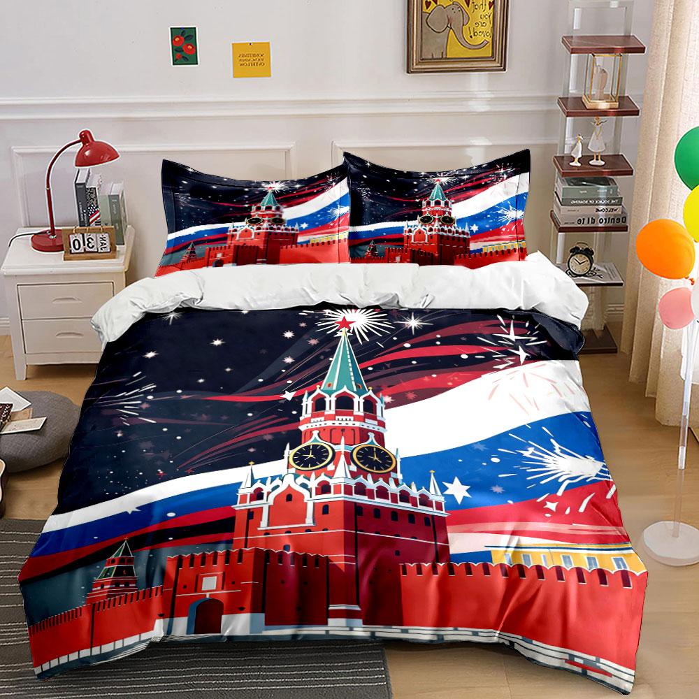 Kremlin, fireworks, Russian flag. Bedding sets Duvet cover sets Duvet covers Pillowcases(1 * Duvet Cover 2 * Pillowcases without duvet insert)