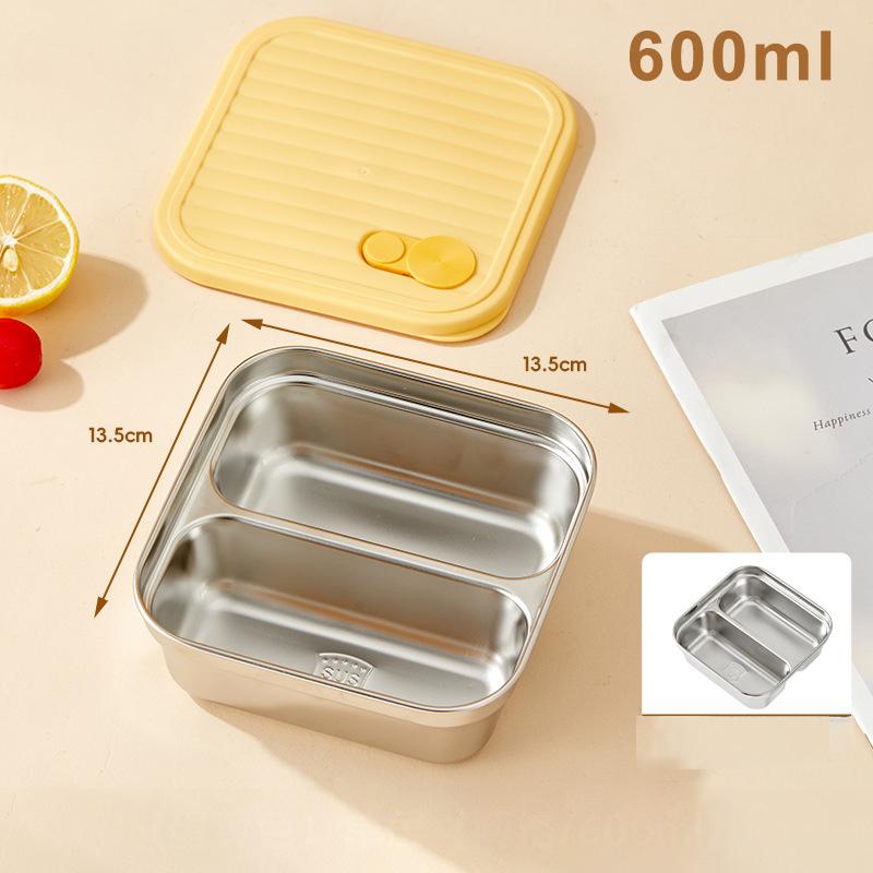 304 Stainless Steel Square Lunch Box With Lid Portable Fruit Salad Food Container Stackable Leak Proof Bento Box