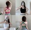Y2K Damen Rippen-Crop-Top mit Kreuzrücken, Nahtloses Camisole mit integriertem BH