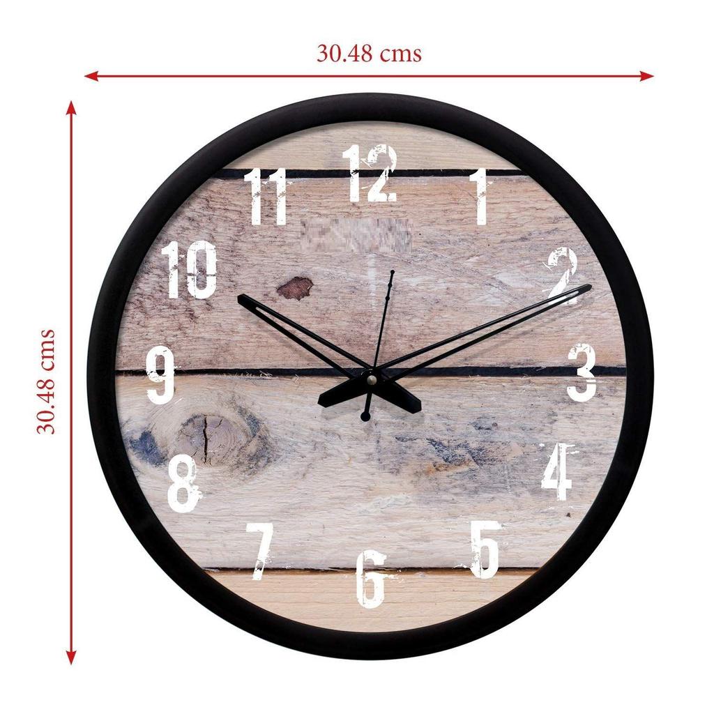 12-inch Wall Clock - Designer (Silent Movement, Black Frame)