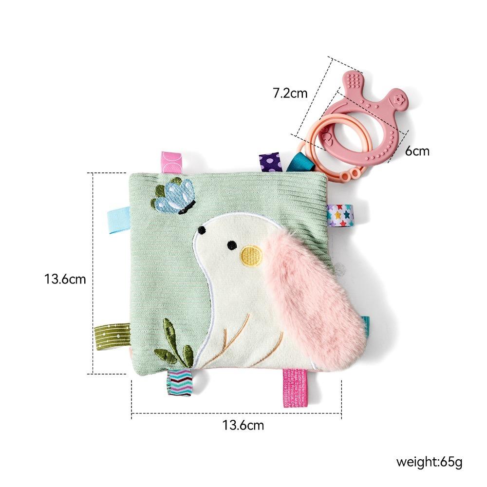 Car Baby Multi-functional Bunny Soothing Toy Infant Sensory Security Blanket with Teething Ring