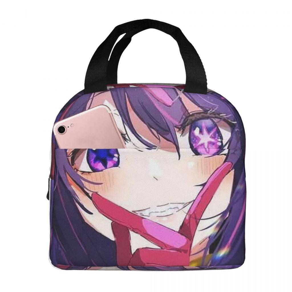 Oshi No Ko Anime Kawaii Insulated Lunch Bag for Kids School Cooler Thermal Food Box Tote Leakproof Lunch Boxes Container