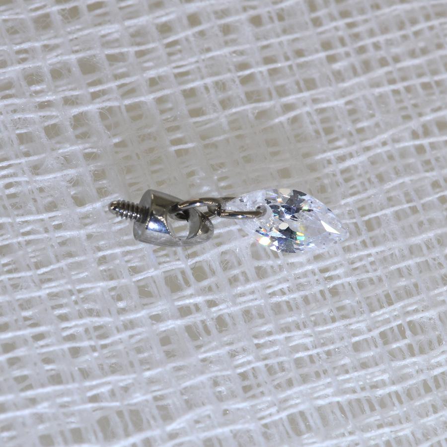 

F136 Титановый сплав Капля Кристалл Циркон Лабрет для пирсинга хряща M0.9 Thread