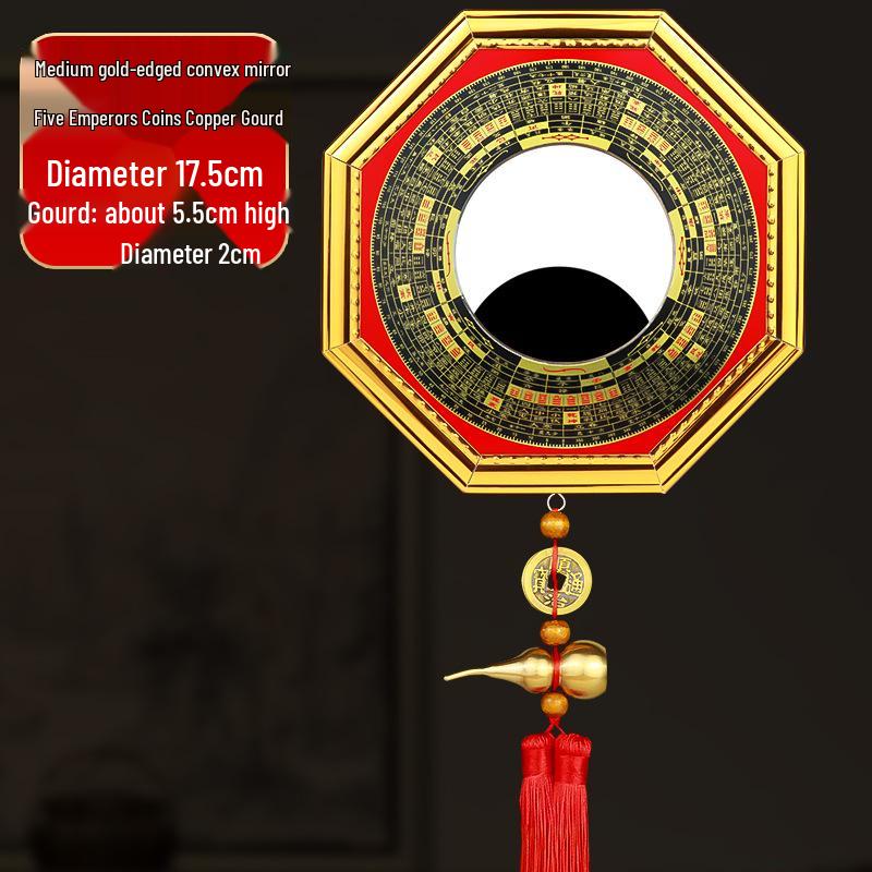 Gold Edge Compass Bagua Mirror for Door/Window Hanging