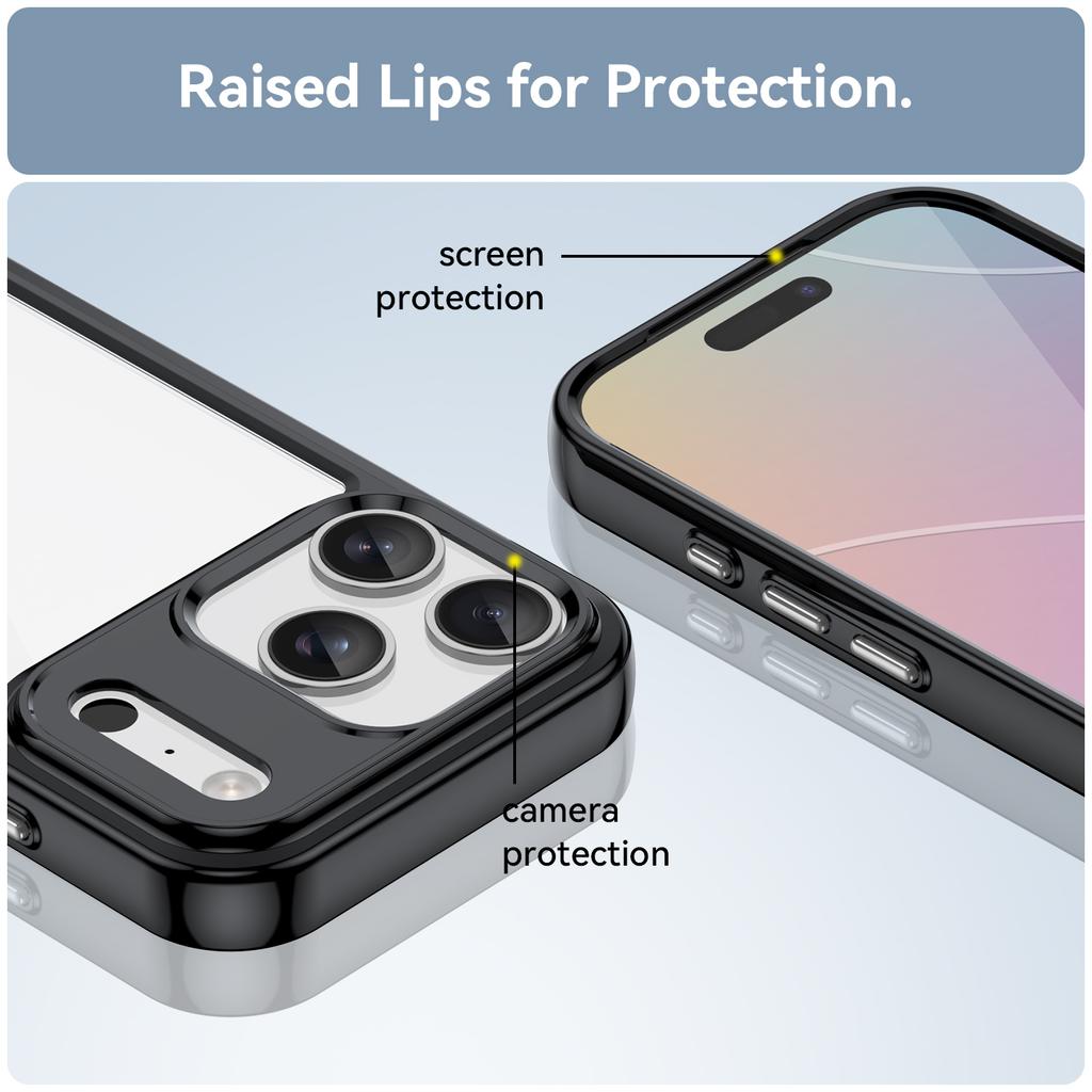 For iPhone 17 Pro Case TPU+Acrylic Protective Clear Phone Cover