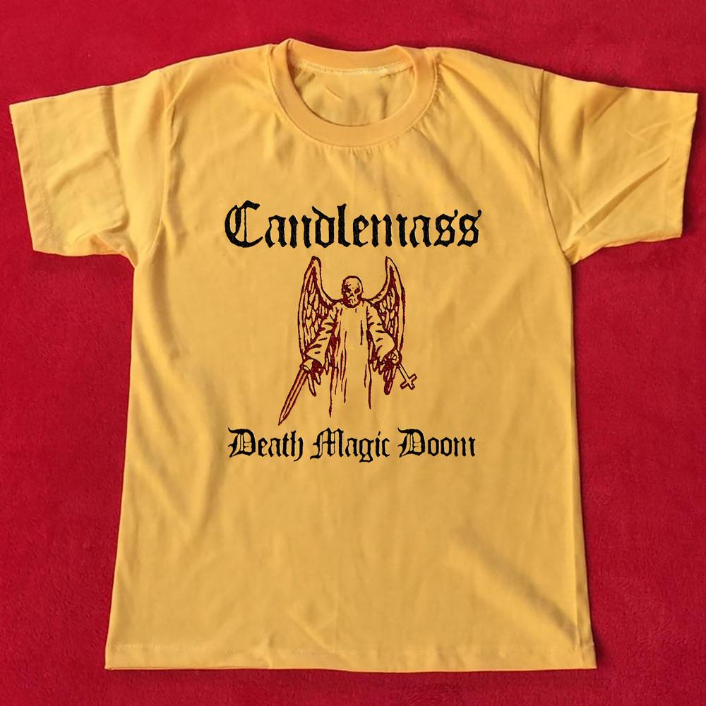 НОВЫЙ Candlemass - Death Magic Doom Футболка с коротким рукавом Желтая Все размеры AG2286 Унисекс Футболка Графическая футболка XXXXL