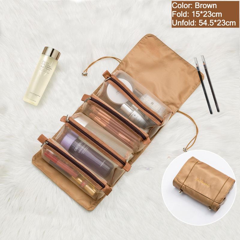 Cosmetic Bag for Women Zipper Mesh Separable Cosmetics Pouch Ladies Foldable Nylon Bag