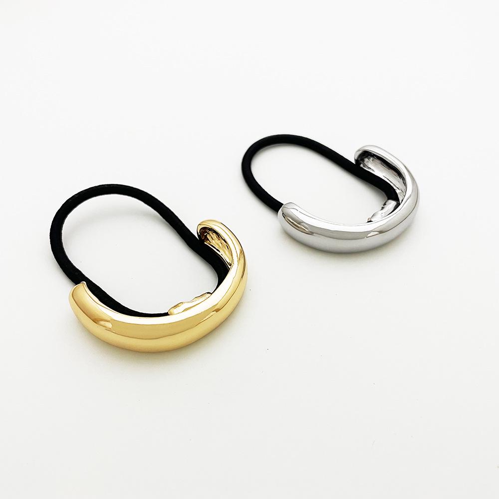 U-Shaped Minimalist Alloy Hair Tie with Bright Finish for Ponytails - European & American Style