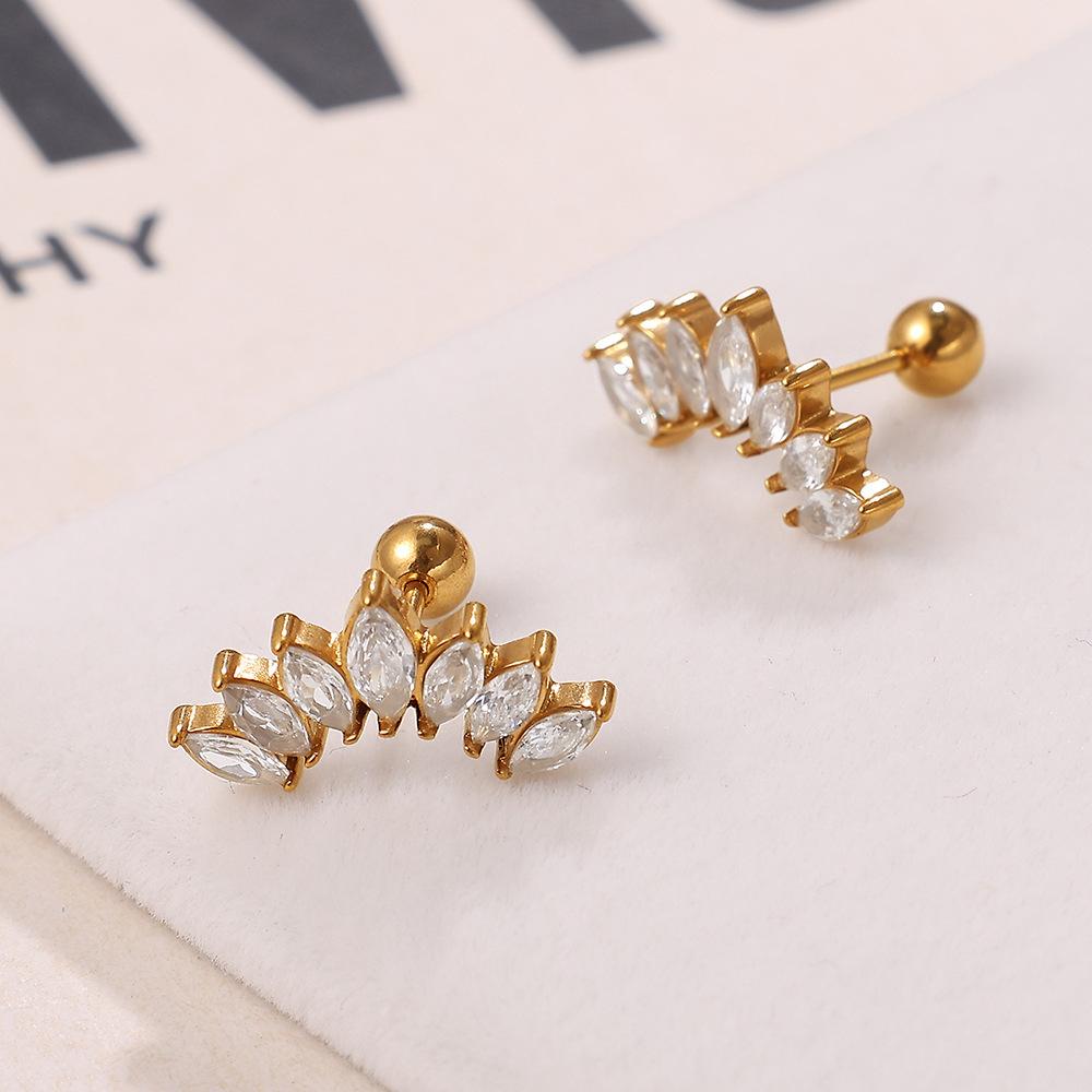 Hot-selling Niche Inlaid Crystal Earrings Earrings Versatile Niche Stainless Steel Gold-plated Earrings Earrings Women