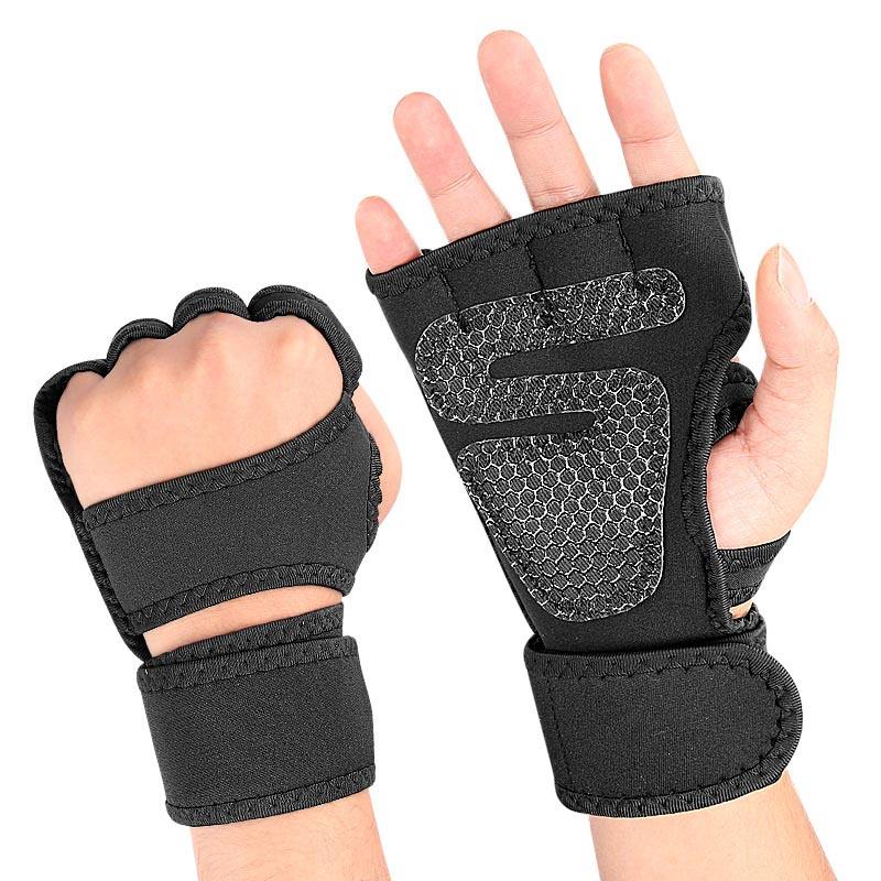 Breathable Black Nylon Half Finger Outdoor Fitness Gloves Silicone Anti slip Palm Wear-resistant Protective Gear Protective S