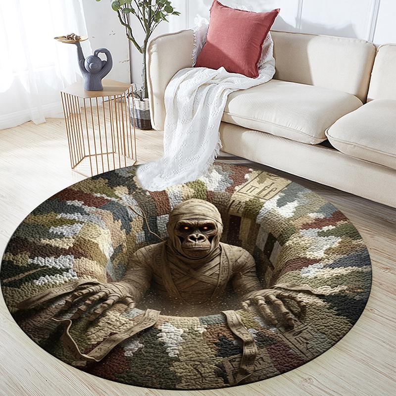 Tappeto Rotondo con Stampa Cartoon, Tappeto per Soggiorno Camera da Letto Divano Sala Giochi Decorazione, Tappetino Antiscivolo