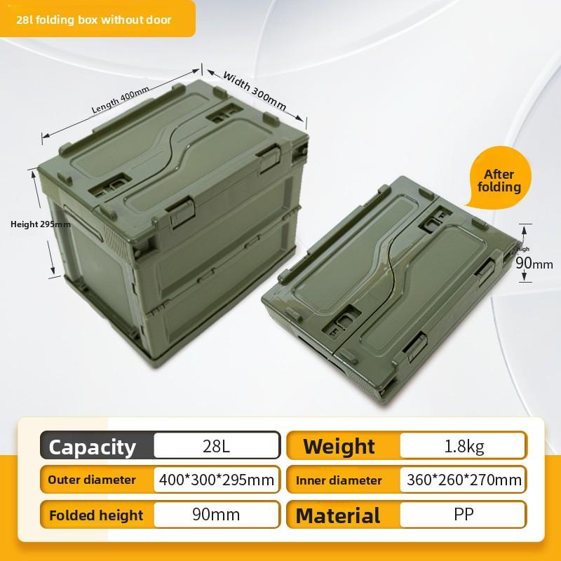 Car-mounted Foldable Storage Box, Camping Flip-top Side-opening Storage Box, Industrial-style Large Plastic Organizer Box A-28L