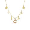 Ocean Theme Gold Charm Necklace with Initial Shells Letter Pendant Suitable for Surfer Girls and Beach Enthusiasts