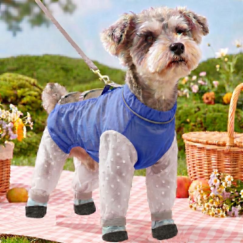 4-Leg Dog Protective Cover-Up Outdoor Walks Lightweight Dust-Proof Pet Apparel Fall