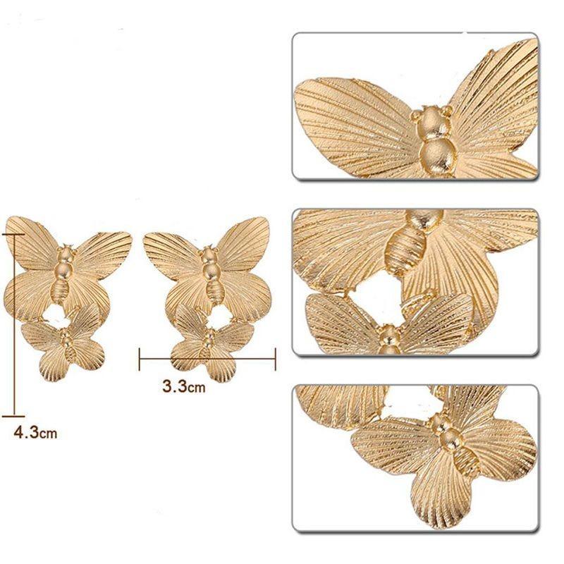 Exquisite Vintage Butterfly Wings Symmetrical Charms Fashion Stud Earrings for Women Jewelry Girl Party