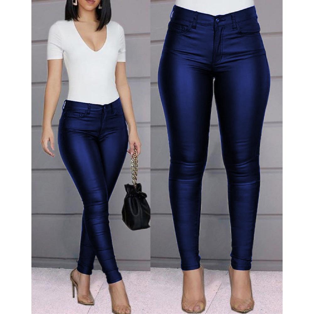 Autumn and Winter Solid Color Leather Pants Casual Sexy Trousers
