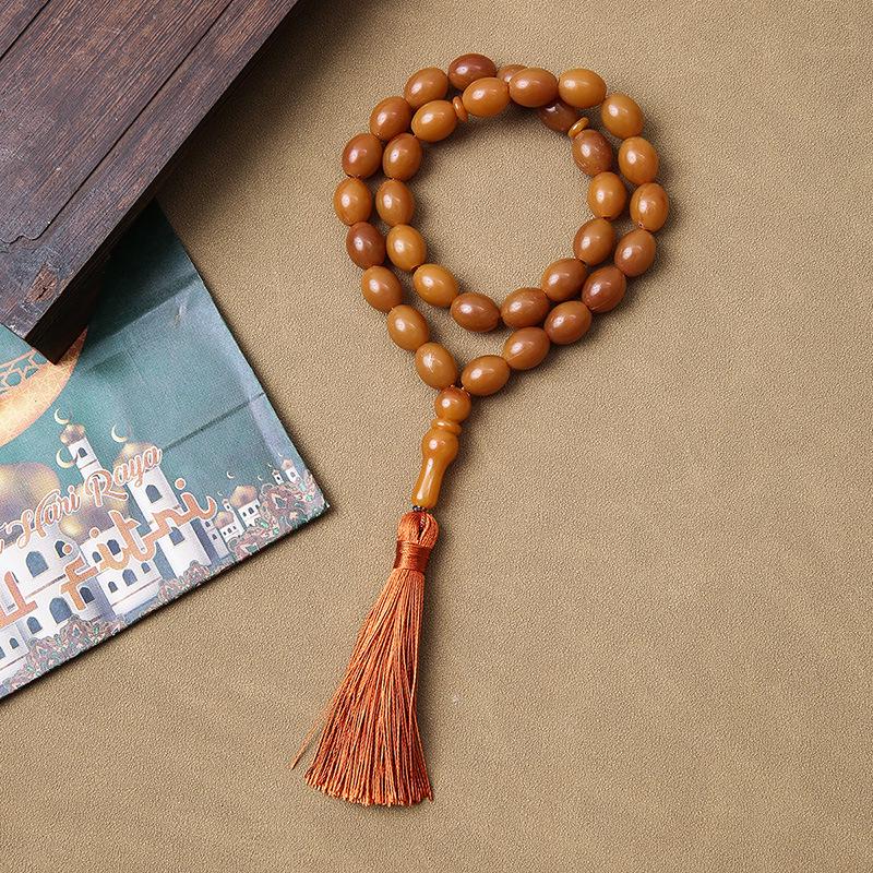 Ručně vyráběný 33-korálkový tasbih: Islámské modlitební korálky z Blízkého východu