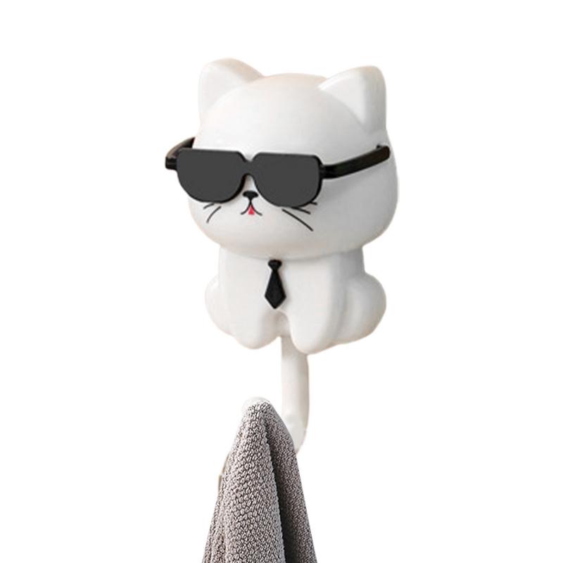 Kreslené kočičí háčky se slunečními brýlemi Gravitační indukce Koťátkové háčky Samolepicí Věšáky na deštníky Ručníky Úložné regály na zeď