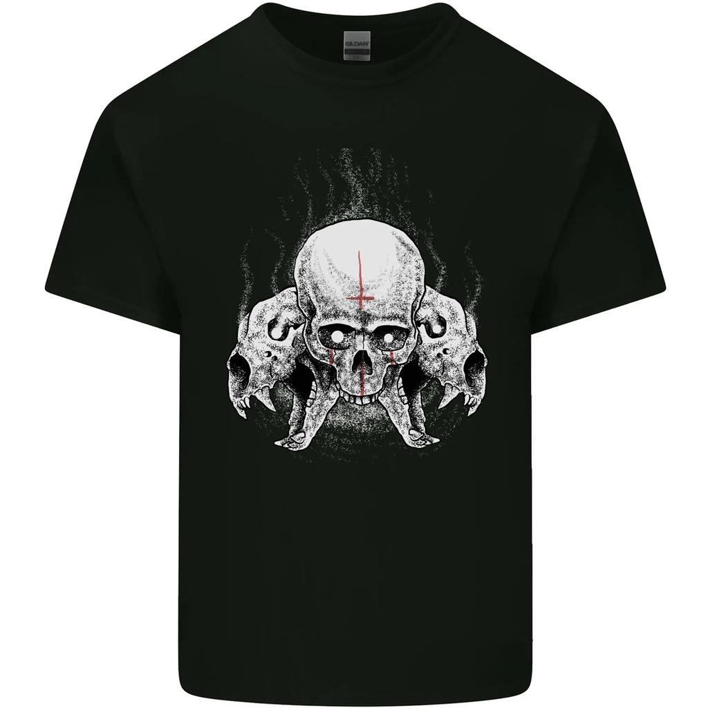 Satanic Skulls Gothic Biker Heavy Metal Kids T-Shirt Childrens