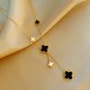 High-Grade Four-Leaf Clover Necklace Lucky Grass Necklace Five Flowers Jumper Chain Female Double-Sided Titanium Steel Necklace