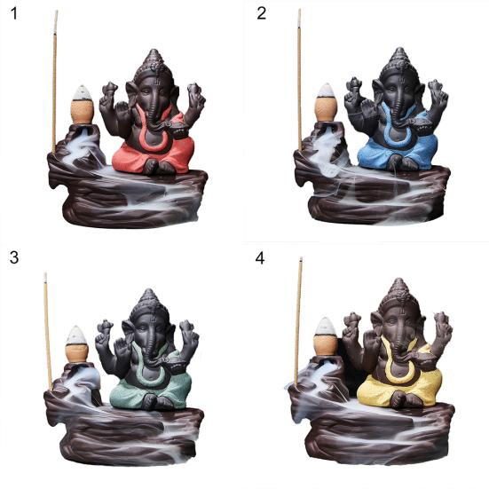 Indien Elefant Gott Ganesha Rückfluss Weihrauch Brenner Räuchergefäß Halter Geschenk Dekoration