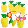 12pcs Hawaiian Party Cups Innovative Stylish Food Grade Drinking Cups with Lids and Straws for Hawai