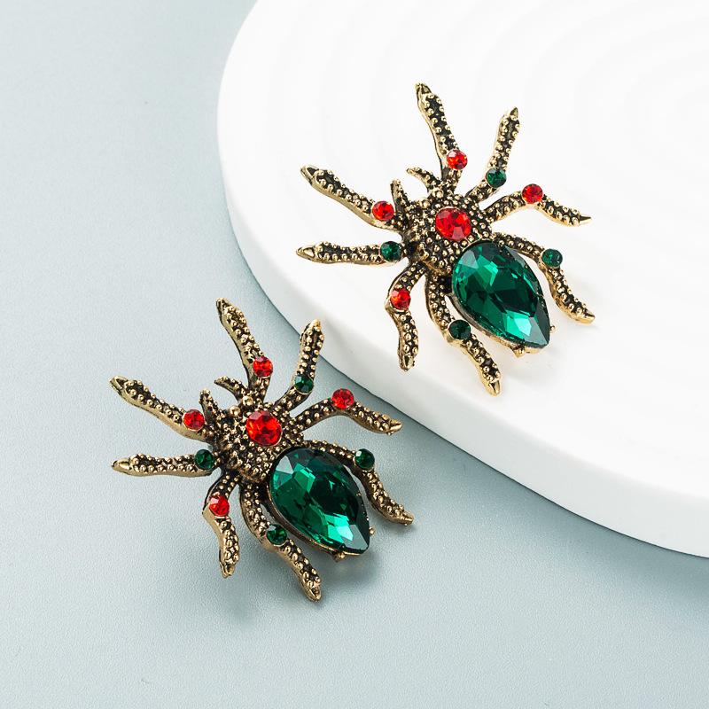 

Женские забавные серьги-капли из титанового стального сплава, серьги-подвески, акриловые красочные хрустальные пауки, геометрические украшения для ушей OneSize зелёный