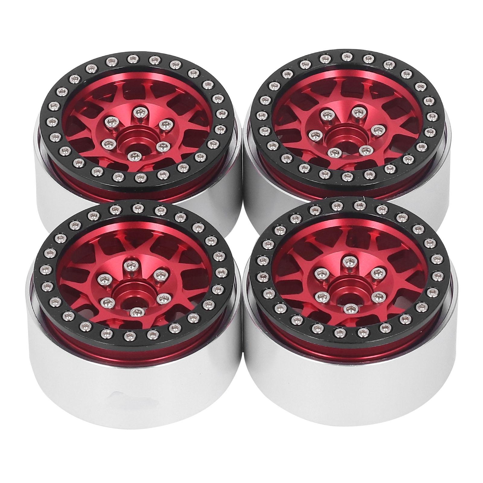 

4 шт. 1,9-дюймові RC Beadlock диски Ступиці коліс з алюмінієвого сплаву для Axial SCX10 90046 AXI 03007 110 RC червоний