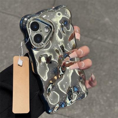 Electroplated Fine Hole Stone Pattern Mobile Phone Case for Apple 17PROMAX New Internet Celebrity Japanese and Korean Electroplated Mobile Phone Case