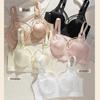 Elegant Pearlescent Rabbit Ear Wire-Free Bra: Soft, Supportive, and Minimizing for Larger Busts