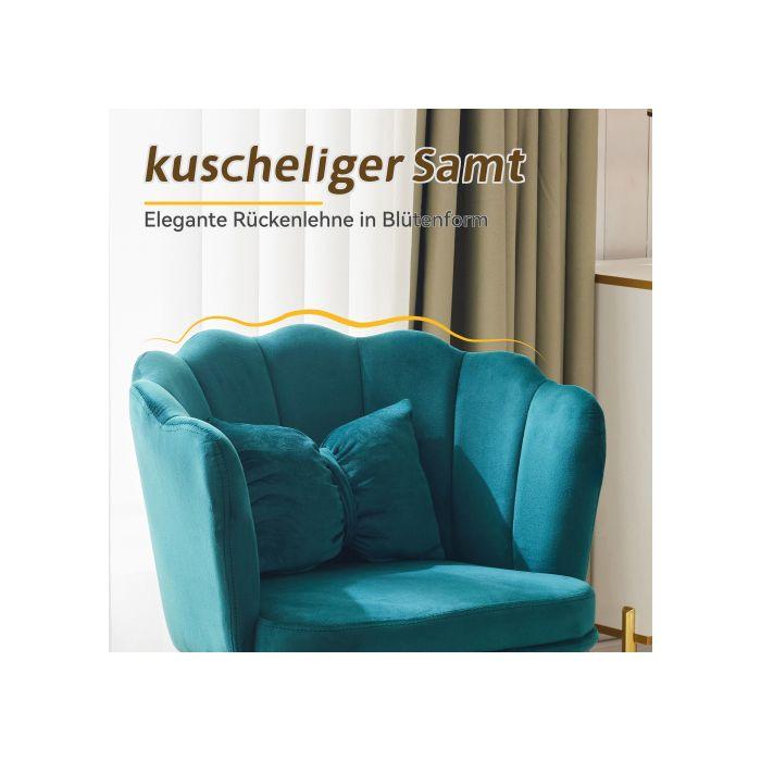 Lot de 6 chaises de salon modernes en velours, chaises de salle de bain, chaises rembourrées avec dossier en forme de pétale