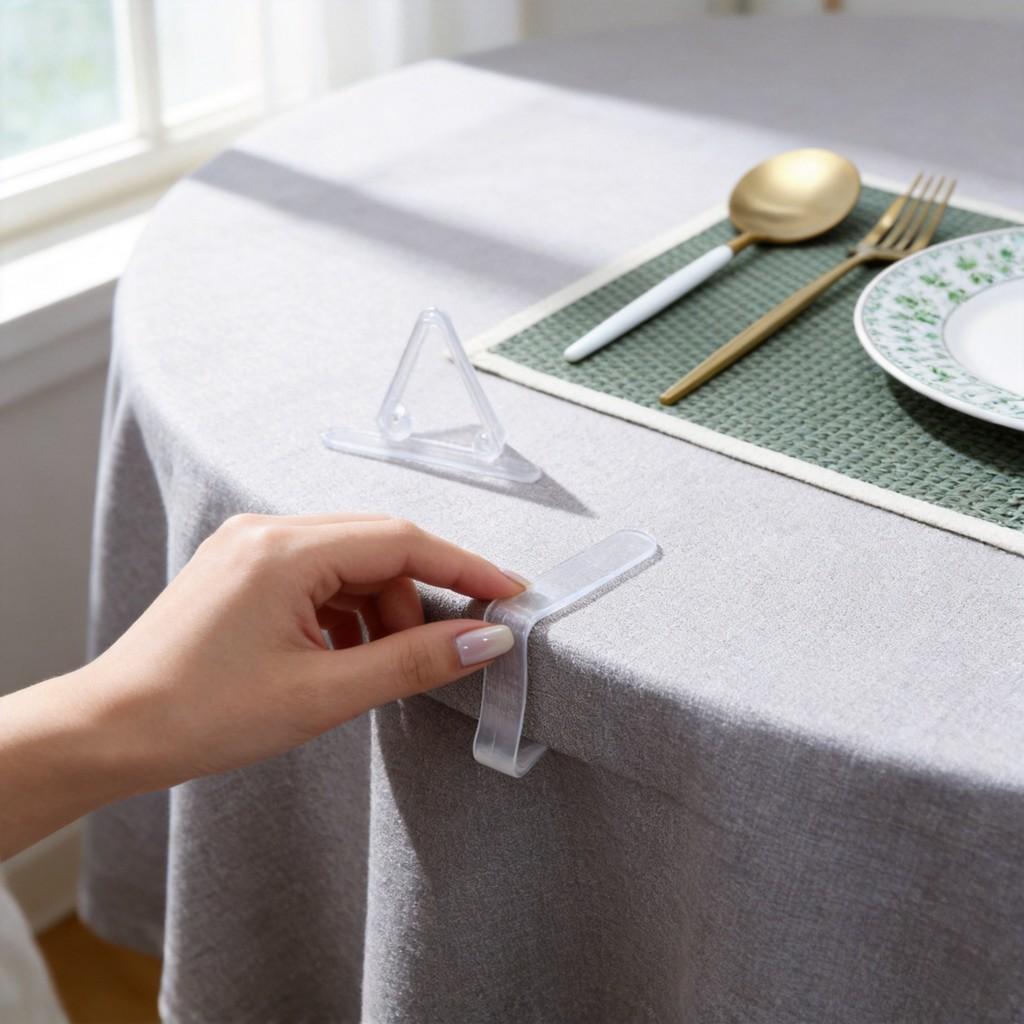 Transparent Triangle Tablecloth Clips With Non Slip Fixing For Home Dining And Party Use