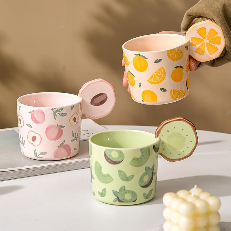 Fruit Ceramic Cup Creative Mug Design Niche Coffee Cup Lacquer Cute Juice Cup High Value Household Use