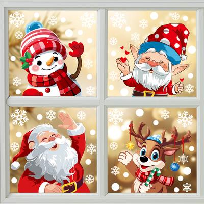 Weihnachten Dekorative Glas Fenster Aufkleber Santa Claus Schneemann Elch Szene Layout Elektrostatische Wand Aufkleber Weihnachten Ornamente