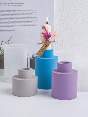DIY Round Vase Dried Flower Container Concrete Silicone Molds Candle Holder Casting Aromatherapy Bottle Crafts Mould Home Decor