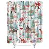 TU Festive Christmas Shower Curtain Holiday Forest Pattern Waterproof Fabric Xmas Decor Home Bathroom Set Merry Christmas Holida