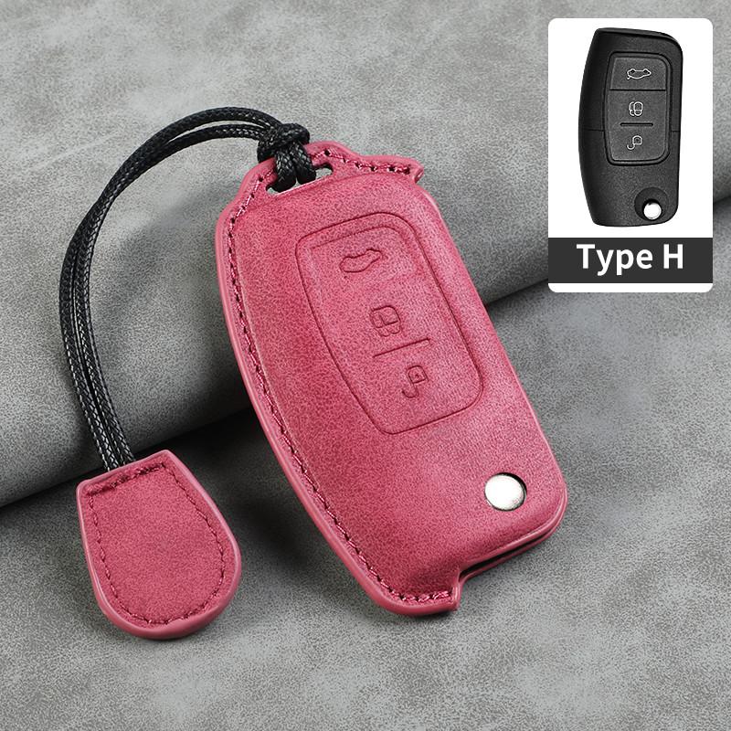 Leather Car Flip Key Case Cover Shell For Ford Focus 2 3 Ecosport C-Max S-Max Ka Mondeo Kuga Galaxy Fiesta Keychain Accessories