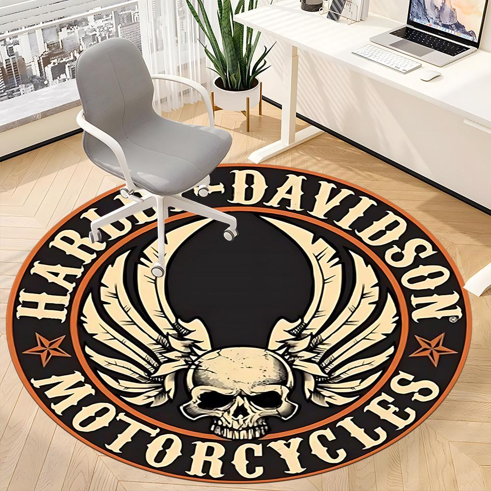 1ks Motocyklový Lebka Kancelářský Kulatý Koberec, Pod Kancelářské Židle Ložnice Obývací Pokoj Domácí Dekorace, Dekorace Místnosti