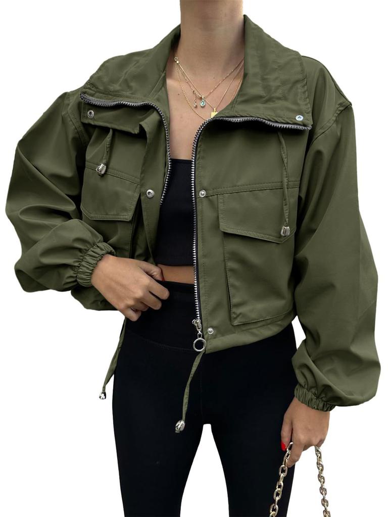 2026 European and American Autumn New Women's Clothing Solid Color Women's Short Jacket Zipper Trench Coat